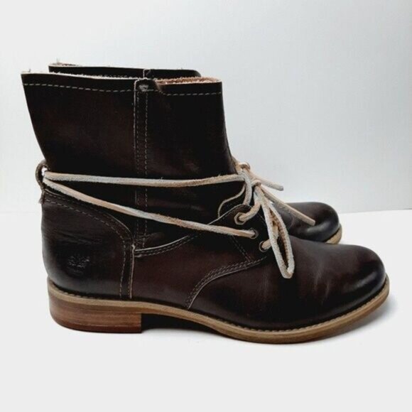 TIMBERLAND / Earthkeepers Savin Hill Brown Leather Lace Up Ankle Boots Sz 8 - Picture 3 of 14